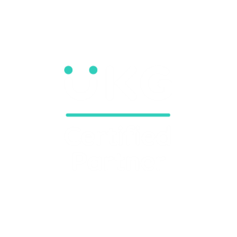 UKG Certified Partner White Stacked Logo